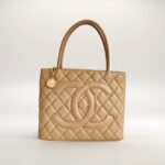 Chanel Medallion Bag Beige with Grained Calfskin and Gold Hardware #GUEOC-1