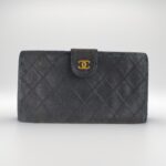 Chanel Vintage Wallet Black with Lambskin and Gold Hardware #GUETT-1
