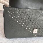 Fendi Baguette Crossbody/Belt Bag Grey with Calf Leather/Canvas and Silver Hardware #ORSL-2 - Image 4