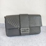 Fendi Baguette Crossbody/Belt Bag Grey with Calf Leather/Canvas and Silver Hardware #ORSL-2 - Image 3