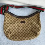 Gucci Hobo Bag Brown Canvas/Leather and Silver Hardware #OORU-23
