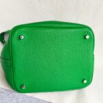 Hermes Picotin 22cm Bamboo Green with Clemence Leather and Palladium Plated Hardware #ORRE-2 - Image 7