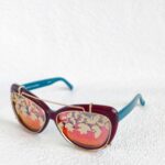 Matthew Williamson Sunglasses Blue/Maroon with Metal/Plastic and Gold Hardware#OOUE-90