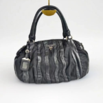 Prada Bag Black with Nylon/Lambskin and Silver Hardware #OORU-18