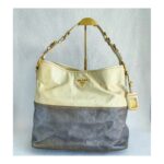 Prada Bag Light Cream/Grey with Glaced Calfskin and Gold Hardware #ORSE-2