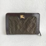 Burberry Wallet Green/Brown with Nylon/Leather and Gold Hardware #ORTC-10