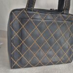 Chanel Vintage Tote Bag Black Calf Leather with Antique Gold Hardware #RELT-1 - Image 5