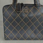 Chanel Vintage Tote Bag Black Calf Leather with Antique Gold Hardware #RELT-1 - Image 3