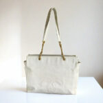 Chanel Vintage Shopper Bag White Grained Calfskin with Gold Hardware #REEC-1