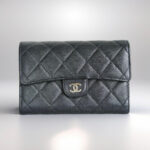 Chanel Wallet Black Grained Calfskin with Silver Hardware #ORRS-2