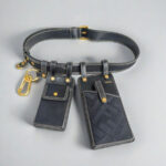 Fendi Belt Bag Black Calf Leather with Canvas and Gold Hardware #ORSL-3