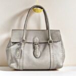 Fendi Linda Bag Silver Grey with Selleria Calfskin and Silver Hardware #ORUY-5