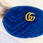 Gucci Marmont Waist Bag Blue Velvet with Leather and Gold Hardware #ORRT-4 - Image 3