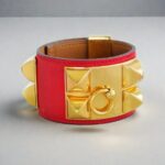 Hermes CDC Bracelet Size XS Red Swift Leather with Gold Hardware #RELE-6