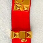 Hermes CDC Bracelet Size XS Red Swift Leather with Gold Hardware #RELE-6 - Image 8