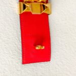 Hermes CDC Bracelet Size XS Red Swift Leather with Gold Hardware #RELE-6 - Image 9