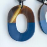 Hermes Isthme Earring Blue /Brown Buffalo Horn Lacquered Wood #RELE-32 - Image 7