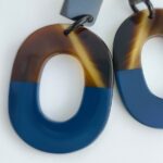Hermes Isthme Earring Blue /Brown Buffalo Horn Lacquered Wood #RELE-32 - Image 3