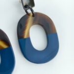 Hermes Isthme Earring Blue /Brown Buffalo Horn Lacquered Wood #RELE-32 - Image 4