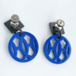 Hermes Hava Earring Small Blue/Black Buffalo Horn Lacquered Wood #RELE-15 - Image 6