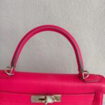Hermes Kelly 28 Rose Extreme Clemence Leather with Palladium Plated Hardware #REUR-2 - Image 25