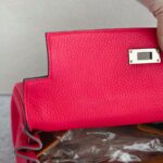 Hermes Kelly 28 Rose Extreme Clemence Leather with Palladium Plated Hardware #REUR-2 - Image 13