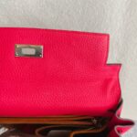 Hermes Kelly 28 Rose Extreme Clemence Leather with Palladium Plated Hardware #REUR-2 - Image 14