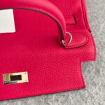 Hermes Kelly 28 Rose Extreme Clemence Leather with Palladium Plated Hardware #REUR-2 - Image 12