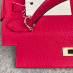 Hermes Kelly 28 Rose Extreme Clemence Leather with Palladium Plated Hardware #REUR-2 - Image 11