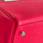 Hermes Kelly 28 Rose Extreme Clemence Leather with Palladium Plated Hardware #REUR-2 - Image 17
