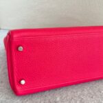 Hermes Kelly 28 Rose Extreme Clemence Leather with Palladium Plated Hardware #REUR-2 - Image 15