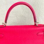 Hermes Kelly 28 Rose Extreme Clemence Leather with Palladium Plated Hardware #REUR-2 - Image 23
