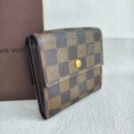 LV Wallet Brown Damier Ebene Coated Canvas with Leather and Gold Hardware #REUK-6