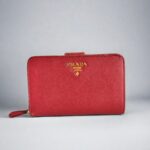 Prada Wallet Red Saffiano Leather with Gold Hardware #GUEOT-2