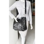 Tods G-Line Bag Black with Coated Canvas/Leather and Silver Hardware #OORU-11 - Image 28