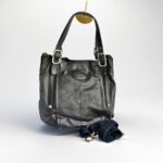 Tods G-Line Bag Black with Coated Canvas/Leather and Silver Hardware #OORU-11