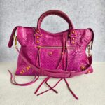 Balenciaga City Perforated Purple Lambskin with Gold Hardware #REYR-2