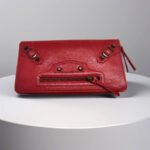 Balenciaga Zippy Wallet Red Lambskin with Antique Gold Hardware #RERL-7