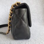 Chanel 19 Flap Bag Black with Lambskin and Gold/Silver/Ruthenium Hardware #OTLE-1 - Image 7