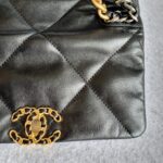 Chanel 19 Flap Bag Black with Lambskin and Gold/Silver/Ruthenium Hardware #OTLE-1 - Image 10