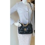 Chanel 19 Flap Bag Black with Lambskin and Gold/Silver/Ruthenium Hardware #OTLE-1 - Image 27