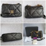 Chanel 19 Flap Bag Black with Lambskin and Gold/Silver/Ruthenium Hardware #OTLE-1 - Image 2