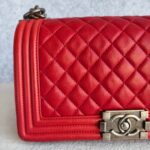 Chanel Boy Medium 25cm Red Calf Leather with Ruthenium Hardware #RESS-1 - Image 3