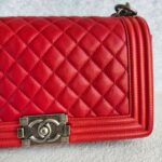 Chanel Boy Medium 25cm Red Calf Leather with Ruthenium Hardware #RESS-1 - Image 4