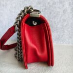 Chanel Boy Medium 25cm Red Calf Leather with Ruthenium Hardware #RESS-1 - Image 8