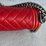 Chanel Boy Medium 25cm Red Calf Leather with Ruthenium Hardware #RESS-1 - Image 12