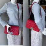 Chanel Boy Medium 25cm Red Calf Leather with Ruthenium Hardware #RESS-1 - Image 30