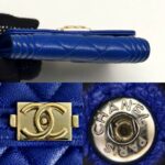 Chanel Card Holder Blue Grained Calfskin with Gold Hardware #REOO-1 - Image 12