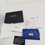 Chanel Card Holder Blue Grained Calfskin with Gold Hardware #REOO-1 - Image 2