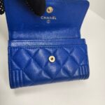 Chanel Card Holder Blue Grained Calfskin with Gold Hardware #REOO-1 - Image 5